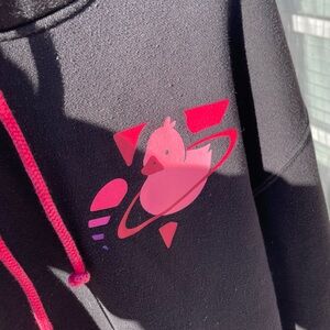 PLANET DUCK NEON PINK LOGO HOODIE - Quackity Merch Oversized Black